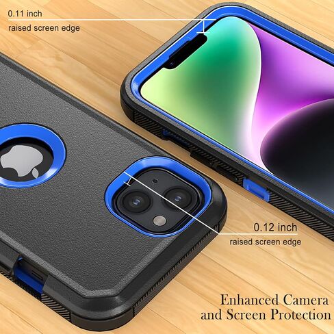 Phone Case for iPhone 14 Plus Case,Heavy Duty Hard Shockproof Armor Protector Case Cover with Belt Clip Holster for Apple iPhone 14 Plus 6.7 5G 2022 Phone Case (Black) in Saudi Arabia