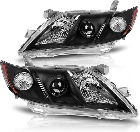 مجموعة مصابيح أمامية لجهاز العرض DWVO متوافقة مع 07 08 09 2007 2008 2009 Camry باستثناء غطاء Hybird الأسود مع عدسة شفافة عاكسة كهرمانية in Kuwait