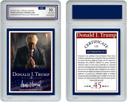 Donald Trump Prayer Card - Limited Edition, Gem Mint 10 Trading Card - Spiritual Collector's Item, Perfect Trump Gift - Christian Gift for Trump Supporters in Saudi Arabia