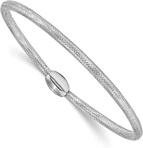 Solid 14K White Gold Mesh Stretch Bracelet in Saudi Arabia