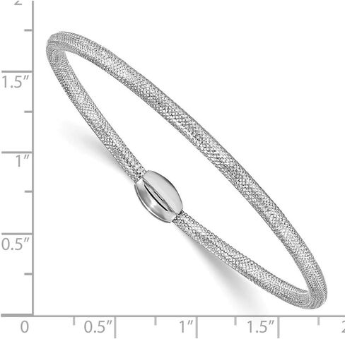 Solid 14K White Gold Mesh Stretch Bracelet in Saudi Arabia