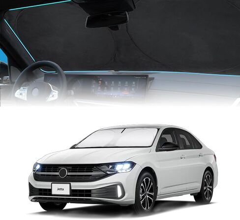 INSAUTO for VW Jetta 2020 الزجاج الأمامي للشمس ظلة 2 طبقات درع النافذة الأمامية لـ 2019-2023 Volkswagen Jetta غطاء الزجاج الأمامي 210T عاكس مخصص مناسب للشمس كتل حاجبة للأشعة فوق البنفسجية ملحقات السيارة in Kuwait