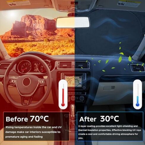 INSAUTO for VW Jetta 2020 الزجاج الأمامي للشمس ظلة 2 طبقات درع النافذة الأمامية لـ 2019-2023 Volkswagen Jetta غطاء الزجاج الأمامي 210T عاكس مخصص مناسب للشمس كتل حاجبة للأشعة فوق البنفسجية ملحقات السيارة in Kuwait