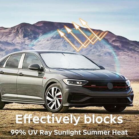 INSAUTO for VW Jetta 2020 الزجاج الأمامي للشمس ظلة 2 طبقات درع النافذة الأمامية لـ 2019-2023 Volkswagen Jetta غطاء الزجاج الأمامي 210T عاكس مخصص مناسب للشمس كتل حاجبة للأشعة فوق البنفسجية ملحقات السيارة in Kuwait