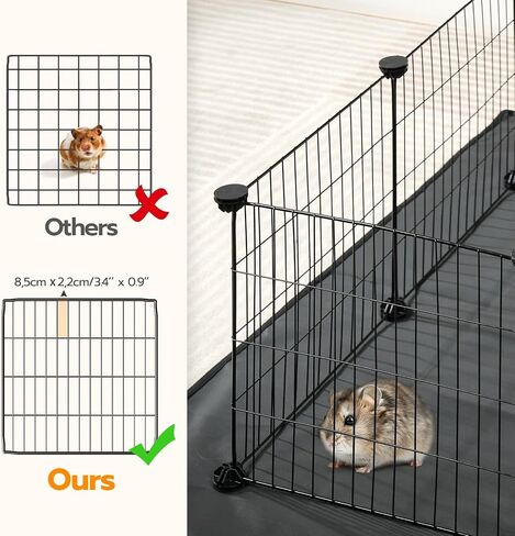HOOBRO Guinea Pig Cage with Waterproof Mat, 21 Panels Small Animal Playpen Rabbit Cage, Bunny Cage, Chicken Cage, Pet Playpen, Indoor Outdoor Yard Fence, 78.7 x 39.4 x 13.8 Inches, Black BK04PP03 in Saudi Arabia