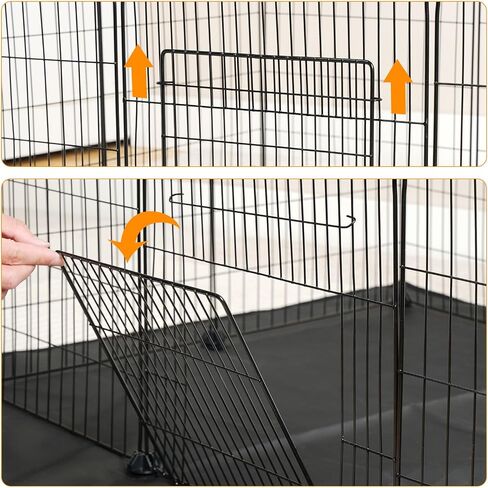 HOOBRO Guinea Pig Cage with Waterproof Mat, 21 Panels Small Animal Playpen Rabbit Cage, Bunny Cage, Chicken Cage, Pet Playpen, Indoor Outdoor Yard Fence, 78.7 x 39.4 x 13.8 Inches, Black BK04PP03 in Saudi Arabia
