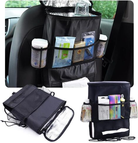 منظم وتخزين المقعد الخلفي للسيارة مع مبرد سفر للسيارة وحامل مناديل السيارة وحقيبة تنظيم مقعد السيارة متعددة الجيوب، واحدة من أكثر منظمات وتخزين السيارات تنوعًا in Kuwait