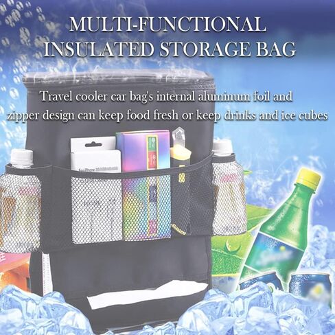 منظم وتخزين المقعد الخلفي للسيارة مع مبرد سفر للسيارة وحامل مناديل السيارة وحقيبة تنظيم مقعد السيارة متعددة الجيوب، واحدة من أكثر منظمات وتخزين السيارات تنوعًا in Kuwait