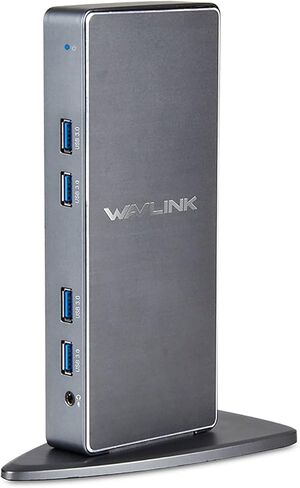 محطة إرساء WAVLINK USB 3.0 وUSB C عالمية للكمبيوتر المحمول شاشة عرض فيديو مزدوجة HDMI وDVI وVGA و6 منافذ USB 3.0، جيجابت إيثرنت، صوت، دعم Windows، MacOS 10.14 لاحقًا، Ubuntu 20.04,22.04 in Saudi Arabia