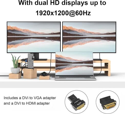 محطة إرساء WAVLINK USB 3.0 وUSB C عالمية للكمبيوتر المحمول شاشة عرض فيديو مزدوجة HDMI وDVI وVGA و6 منافذ USB 3.0، جيجابت إيثرنت، صوت، دعم Windows، MacOS 10.14 لاحقًا، Ubuntu 20.04,22.04 in Saudi Arabia