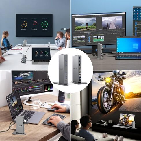 محطة إرساء WAVLINK USB 3.0 وUSB C عالمية للكمبيوتر المحمول شاشة عرض فيديو مزدوجة HDMI وDVI وVGA و6 منافذ USB 3.0، جيجابت إيثرنت، صوت، دعم Windows، MacOS 10.14 لاحقًا، Ubuntu 20.04,22.04 in Saudi Arabia