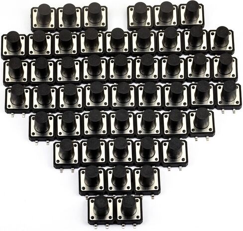 مفتاح زر الضغط اللمسي SMD 4PIN ON/Off مفتاح لمس أفقي صغير صغير لللحظة 12x12x12 مم (عبوة من 50 قطعة) in Kuwait