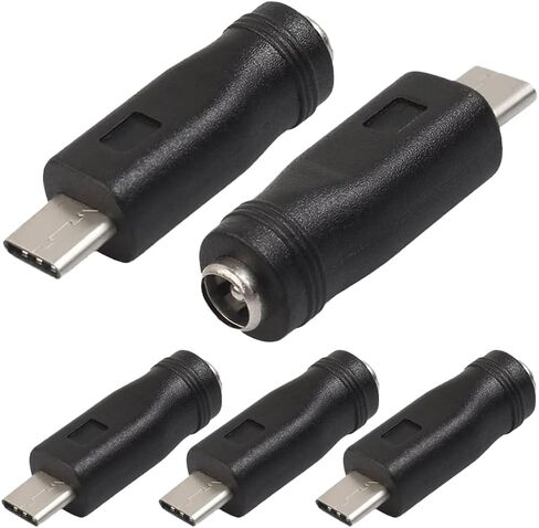 محول طاقة USB C إلى DC، محول طاقة USB من النوع C ذكر إلى DC 5.5x2.1 مم أنثى موصل شحن برميل جاك لجهاز شحن USB من النوع C (5 عبوات) in Kuwait