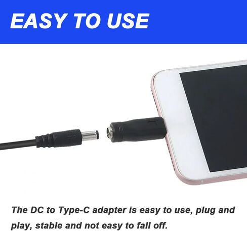 محول طاقة USB C إلى DC، محول طاقة USB من النوع C ذكر إلى DC 5.5x2.1 مم أنثى موصل شحن برميل جاك لجهاز شحن USB من النوع C (5 عبوات) in Kuwait