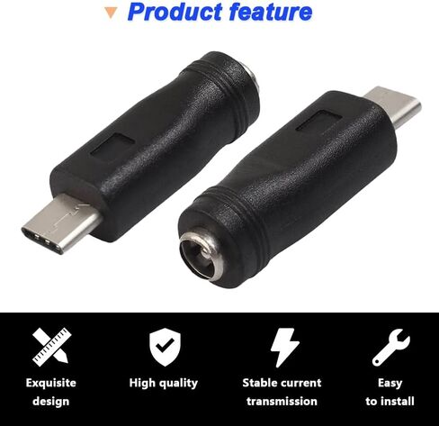 محول طاقة USB C إلى DC، محول طاقة USB من النوع C ذكر إلى DC 5.5x2.1 مم أنثى موصل شحن برميل جاك لجهاز شحن USB من النوع C (5 عبوات) in Kuwait
