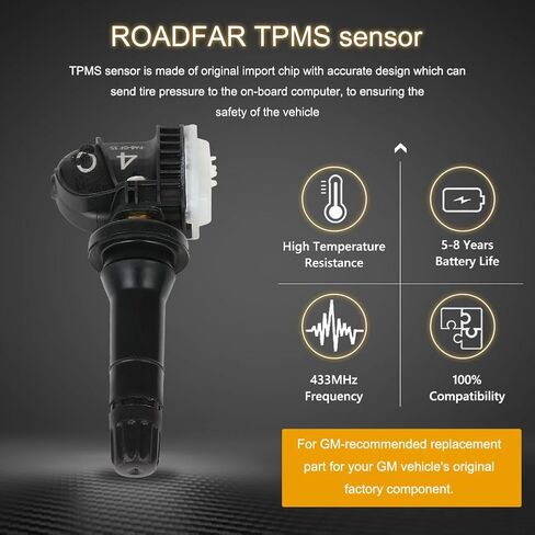 ROADFAR TPMS Sensor 433MHz Tire Pressure Sensor Fits For Buick & For Chevrolet & For GMC Series Replaces 13516165 4Pack in Saudi Arabia