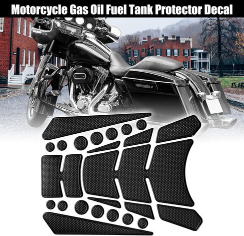 Motoforti Universal Motorcycle Gas Oil Fuel Tank Protector 3D PVC المطاط وسادة شعار شارة ملصق أسود in Saudi Arabia