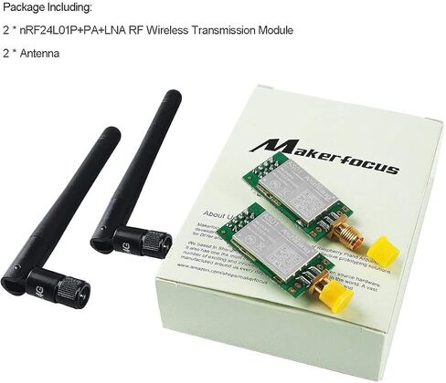 MakerFocus 2 قطعة nRF24L01P + PA + LNA RF وحدة نقل لاسلكية 2.4 جيجا هرتز ML01DP5 22dBm 100 ميجاوات 2300 متر واجهة SPI للمسافة المقاسة مع هوائي مضاد للسرقة ومضاد للتدخل in Kuwait
