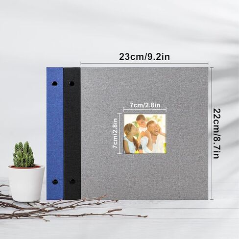 ألبوم صور Lanpn مقاس 8x8، غطاء صلب من الكتان خالٍ من الأحماض ومنزلق في ألبومات الصور يحمل 50 تحميلًا علويًا عموديًا فقط 8x8 صورة (رمادي) in Saudi Arabia