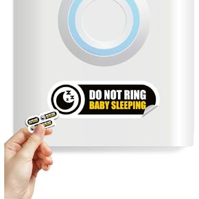 Tiny Do Not Ring Baby Sleeping Sticker | 3 Sizes Baby Sleeping Sticker | Do Not Ring Baby Sleeping Sticker for Doorbell | Tiny Size Perfect for Video Doorbell | Matte Black Waterproof Vinyl Sticker