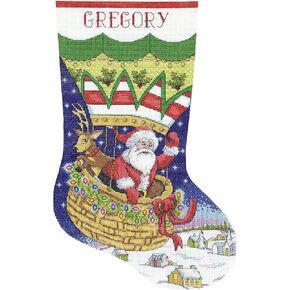Design Works Crafts Balloon Ride Counted Cross Stitch Stocking Kit, White