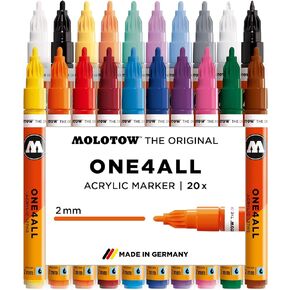 Molotow One4All 127HS Acryl Marker Main-Kit 1 (2,0 mm Strichstärke, hochdeckend und permanent, UV-beständig, für fast alle Untergründe) 20 Stück sortiert