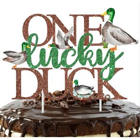 One Lucky Duck Cake Topper Mallard Duck Cake Topper One Lucky Duck Hunting First Birthday Decoration Duck Cake Pick Mallard Duck Cake Decoration for Duck Baby Shower Supplies in Saudi Arabia