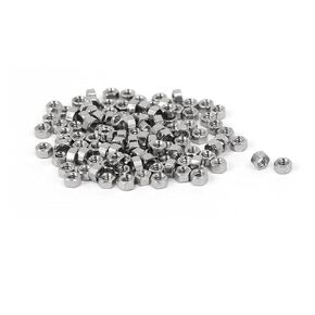 uxcell M1.6 x 1.5mm Nickel Plated Hexagon Hex Nuts Fasteners Silver Tone 100PCS