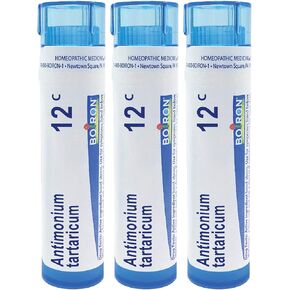 Boiron Antimonium tartaricum 12c, 80 pellets, homeopathic Medicine for Thick Mucus and nonproductive Cough, 3 Count