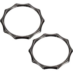 uxcell Metal Round Bamboo Handbag Handle, 2Pcs 4.33" Purse Handles Frame Replacement for Purse Making DIY Craft, Dark Grey