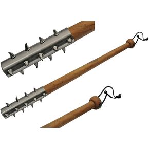 SZCO Supplies 28" Wood Handle Club Style Medieval Curved Spike Mace with Leather Lanyard, Brown, (200613)