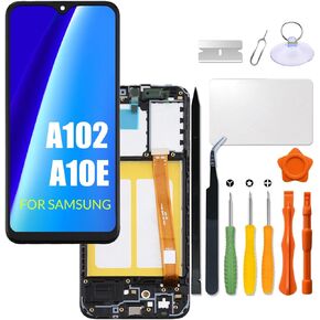 بديل لشاشة LCD Samsung Galaxy A10e مع إطار لهاتف Samsung A102 A102D A102F A102U A102DS A102F/DS S102 S102DL مجموعة محول رقمي لشاشة تعمل باللمس شاشة LCD مع طقم إصلاح (أسود مع إطار)