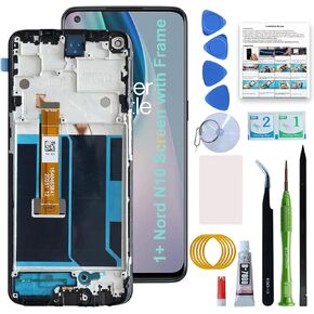Nord N200 5G LCD Screen Replacement Kit with Frame Compatible for OnePlus Nord N200 5G DE2117 DE2118 with User Manual and Repair Tools