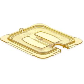 Carlisle FoodService Products 10511U13 StorPlus High Heat Universal Handled Notched Food Pan Lid, Sixth Size, Amber
