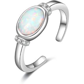 خاتم أوبال من الفضة الإسترليني للنساء والفتيات في عيد الأم والزفاف والخطوبة باللون الأبيض الدائري البيضاوي الدائري in Kuwait