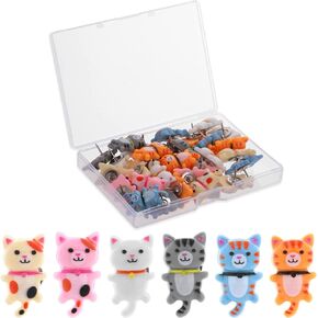Prasacco 30 Pcs Cute Push Pins, Cat Thumb Tacks, Decorative Push Pins for Cork Board, Thumb Tacks for Wall Hangings, Colorful Thumbtacks for Photo Map Memo Note Bulletin Board