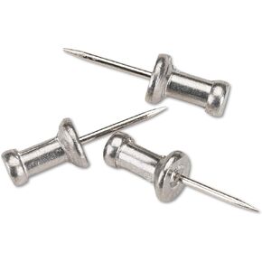GEM CPAL4 Aluminum Head Push Pins, Aluminum, Silver, 1/2" (Box of 100)