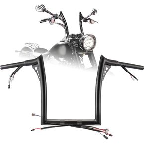 TIGERSGATE PRE-WIRED 12" Rise Diablo Ape Hangers 1 1/4" Fat Softail Mercenary Handlebars Kit for 2018-Up Harley Breakout & 2018-Up Fatboy & 2017-later Road King Special （Black）