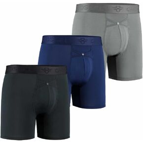 Men's IKON 6" Multicolor X 3 Boxer Briefs, Comfort and Innovative Access, No Chafe, Breathable and Soft L-size