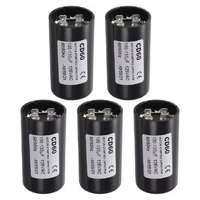 PATIKIL Motor Start Capacitor, 108-130uf MFD 125 VAC 50/60 Hz Round CD60 Run Capacitors for Well Pump Horse Well Washer Pool Pump Starting AC Motors or Compressor Running, 5 Pcs
