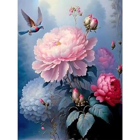 EOBROMD Diamond Art Painting Kits, Flower Bird Full Drill Diamond Dots Paintings for Adults Beginners DIY Paint Picture with Diamonds Pictures Gem Art for Home Wall Art Decor 12x16inch