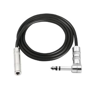PNGKNYOCN 1/4 Inch Stereo Extension Cable Right Angle 6.35mm Male to Female TRS Stereo Audio Cable for Amplifiers,Guitars,Home Theater Equipment Etc （2M）