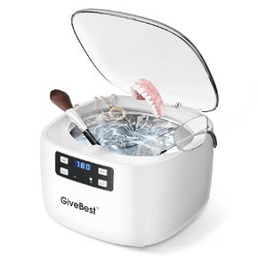 GiveBest Ultrasonic Jewelry Cleaner, 43kHZ Ultrasonic Cleaner with 5 Digital Timer and Degassing Function for Eyeglasses, Watch Straps, Makeup Brushes, Rings, Necklaces, Coins, Dentures, 25 OZ