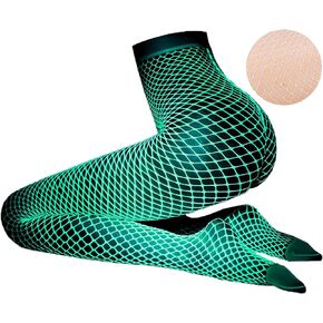 DTWAWA Glow in the Dark Fishnets Stockings, High Waist Tights Party Stockings for Womens