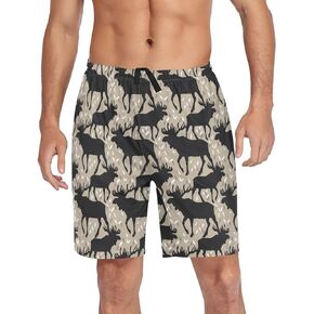 Penguin Flamingo Dragon Pajama Bottom Shorts for Men Soft Casual Sleep Lounge Shorts with Pockets S - XXL