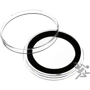 (5) Air-tite X38mm Black Ring Coin Holder Capsules for 1oz Silver Maple Leaf & Canadian $8 Polar Bear