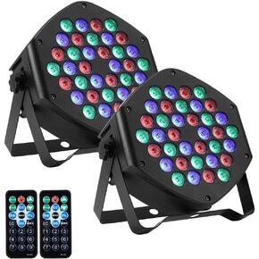 حزمة من قطعتين من إضاءة المسرح RGB، 36 LED Dj Par Lights، إضاءة للأحداث، تنشيط الصوت، التحكم عن بعد وDMX، لحفلات الزفاف، الحفلات، الحفلات الموسيقية، المهرجانات in Kuwait