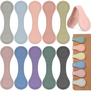 10 Pcs Leather Magnetic Bookmarks for Women Pastel Bookmarks Handmade Page Markers Colorful Magnetic Bookmarks for Women Students Teachers Book Lovers Reading Supplies