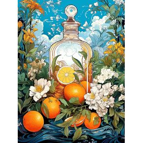 LOMSIOY Diamond Art Painting Kits Orange for Adults Paint with Diamond Art Scenery, Round Full Drill Crystal Rhinestone Crafts Gem Arts for Home Wall Decor 12x16 inch