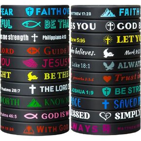 40 Pieces Bible Verse Bracelets Inspirational Silicone Wristbands Faith Rubber Bracelets, Great Religious Christian Gifts For Men, Women, Teens，Children